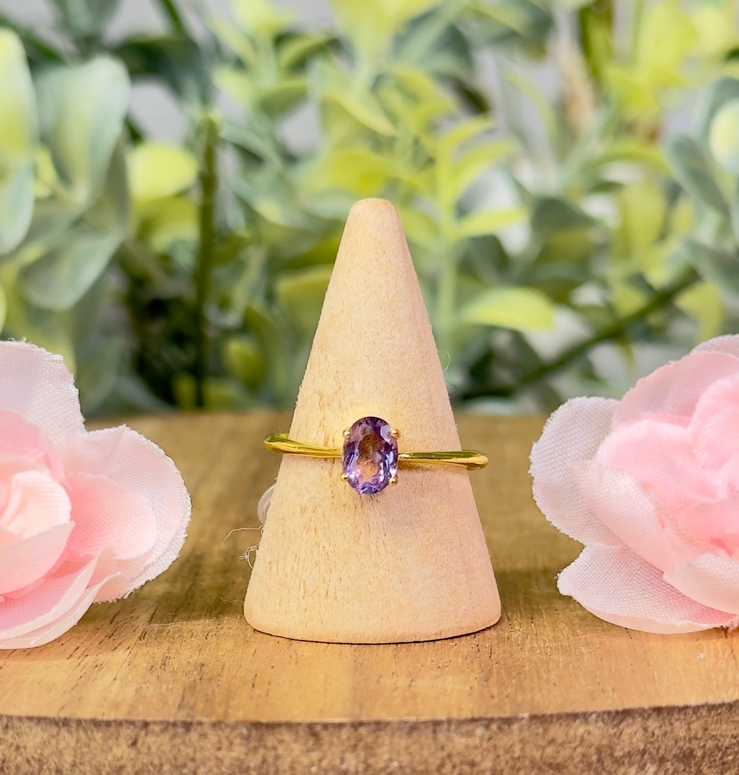 Faceted lavender amethyst simple ring. 14k gold plated copper and adjustable size 4-10