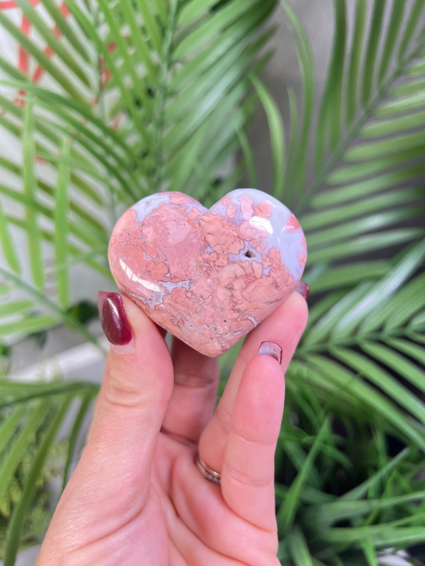 Pink agate heart