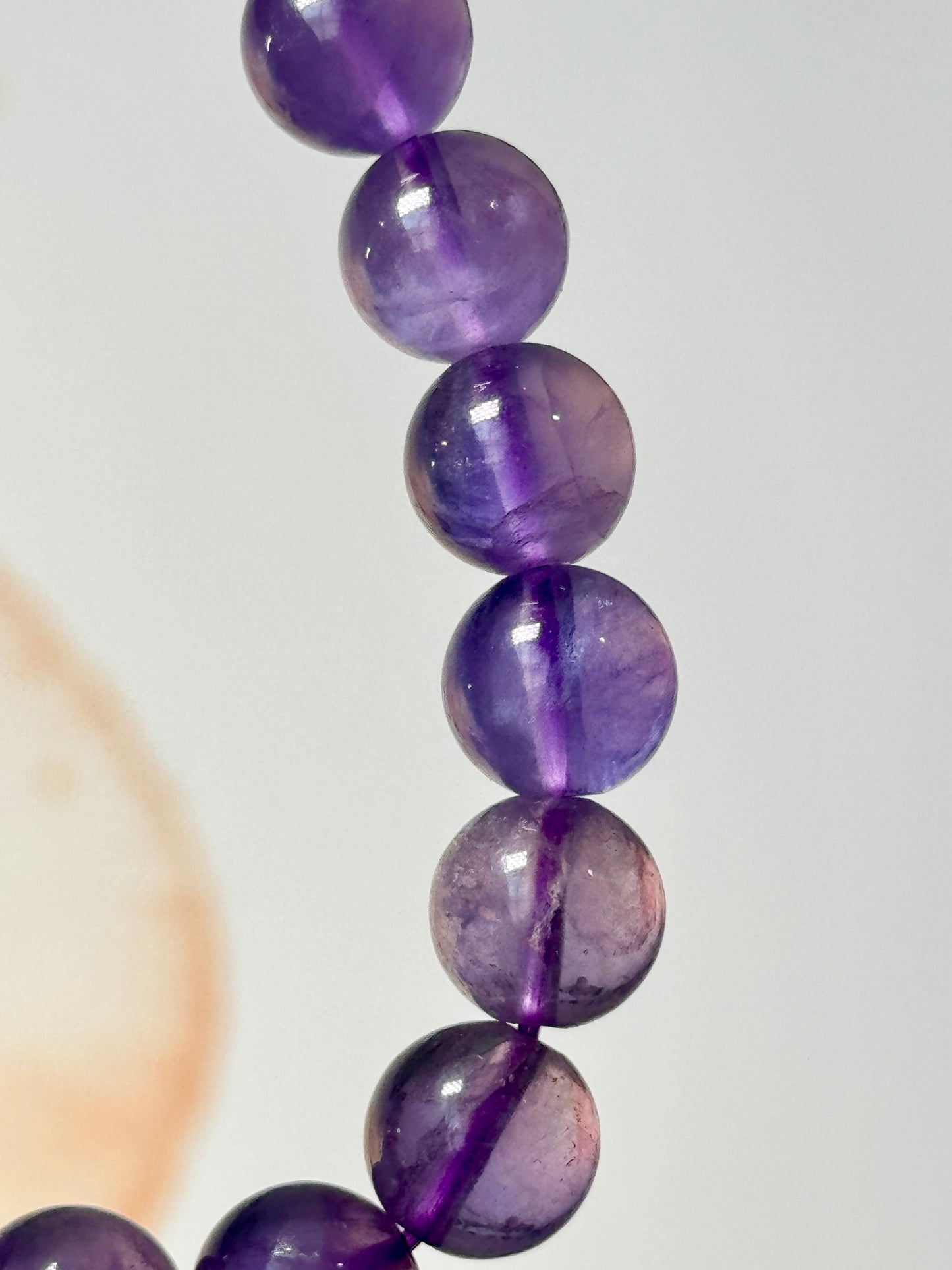 Lavender fluorite bracelet. ~10mm beads. Size 7” and can be resized