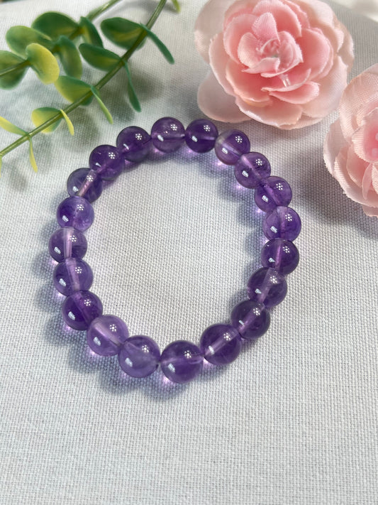 Amethyst bracelet round or pebble beads 8-9mm (elastic)