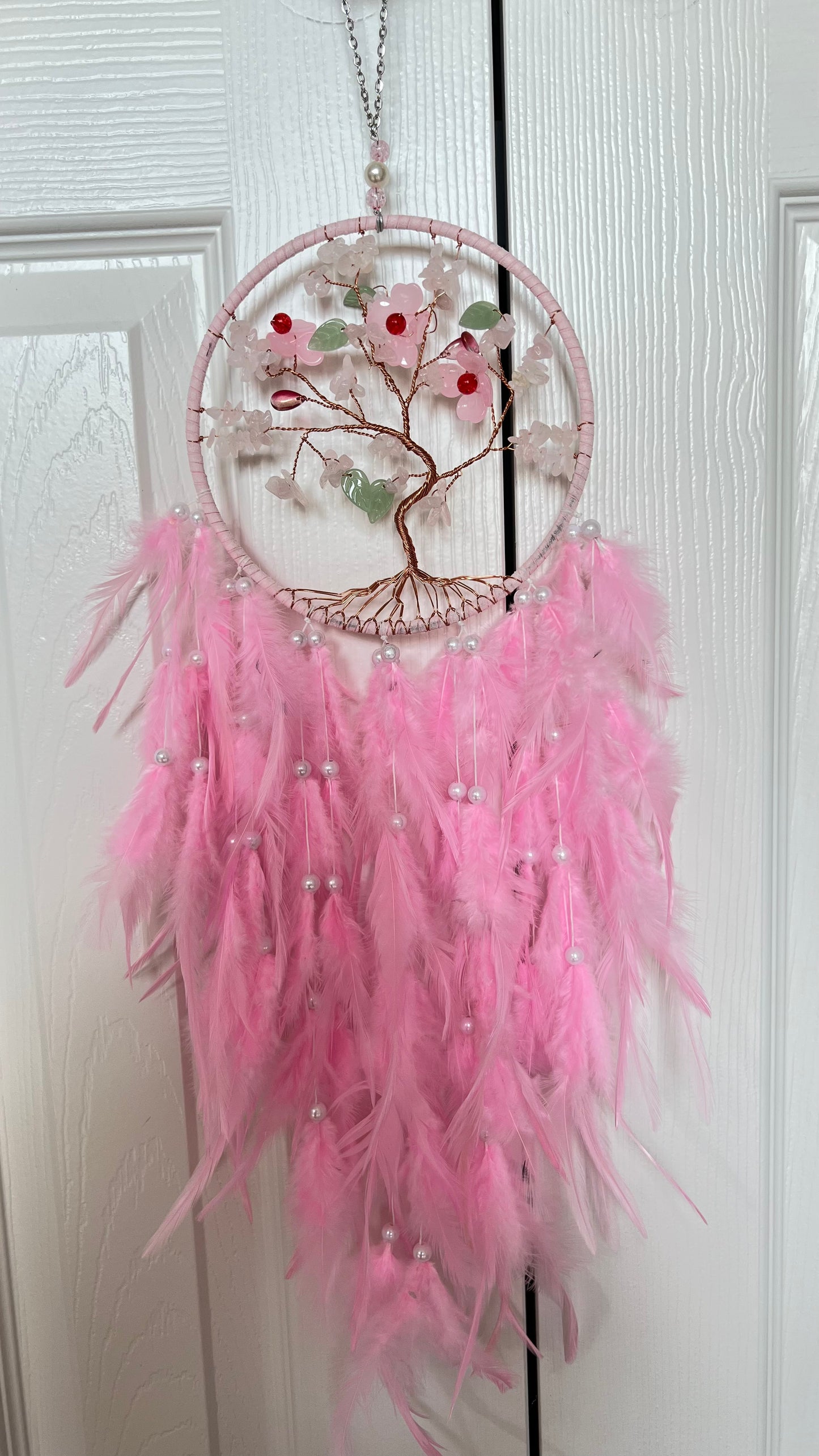 Rose Quartz and pink dream catcher