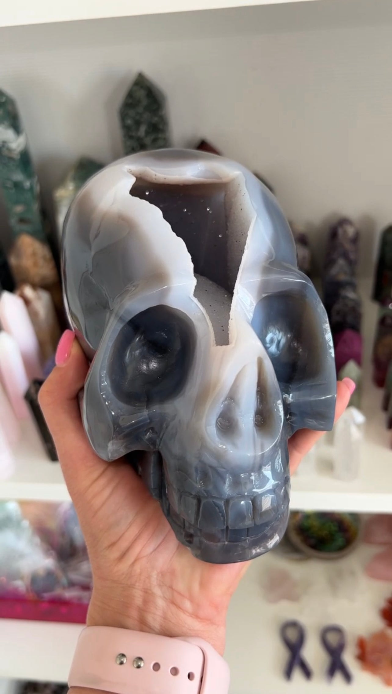 XXXL Druzy agate skull with mega sparkle