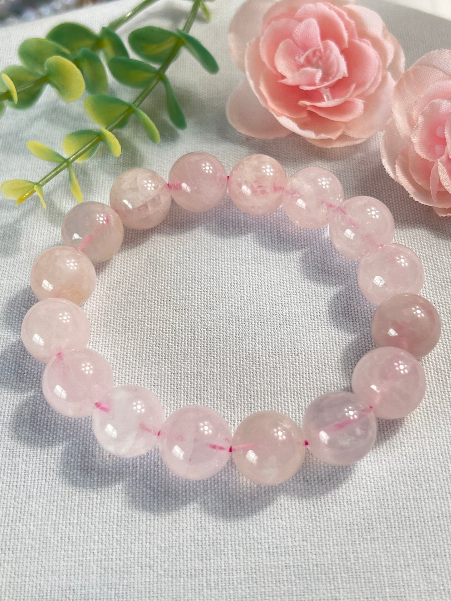 Rose Quartz bracelet 11mm/7mm beads (elastic)