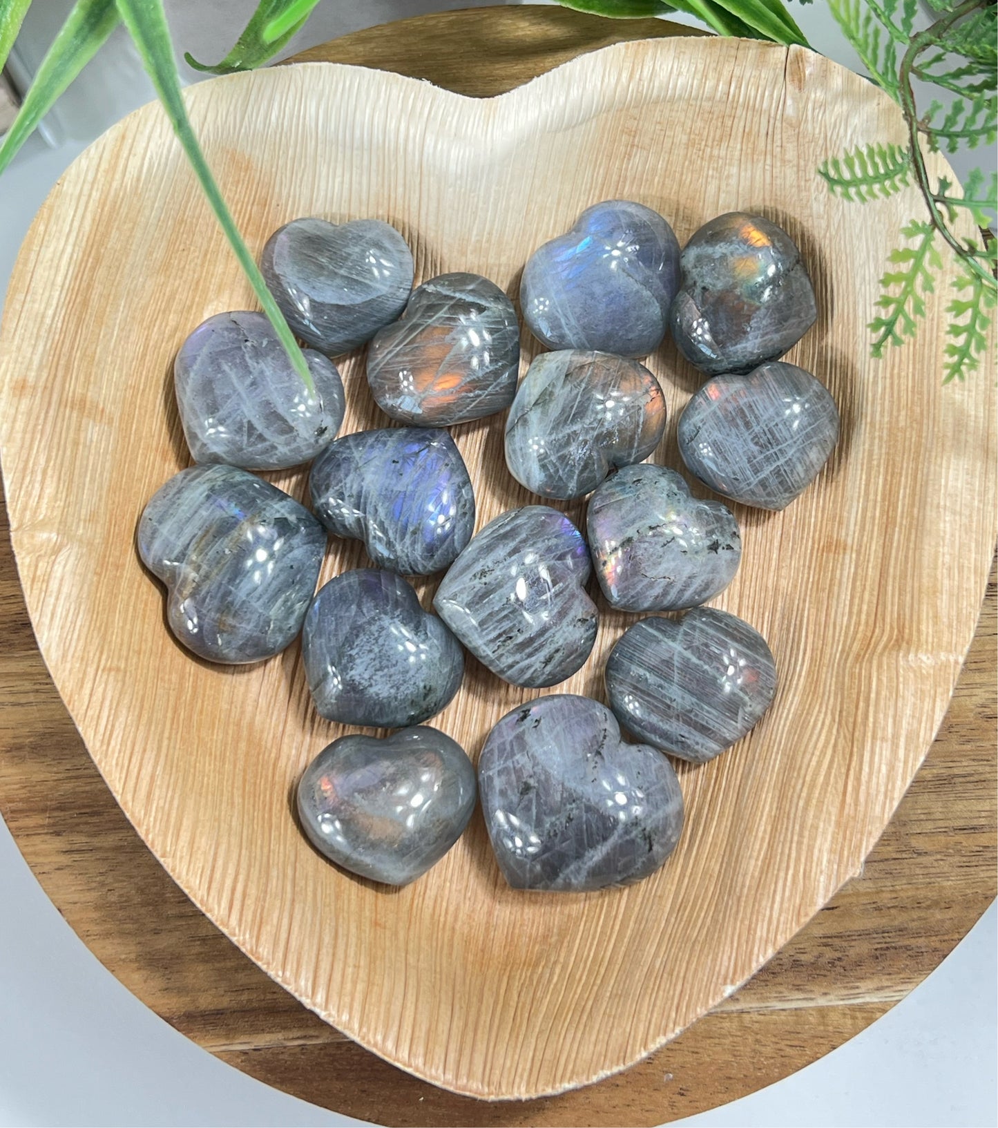 Rainbow labradorite small hearts