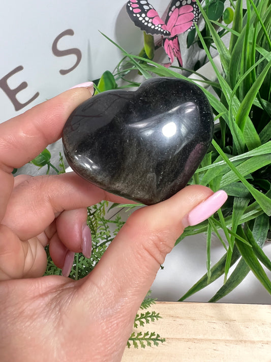 Gold sheen obsidian heart