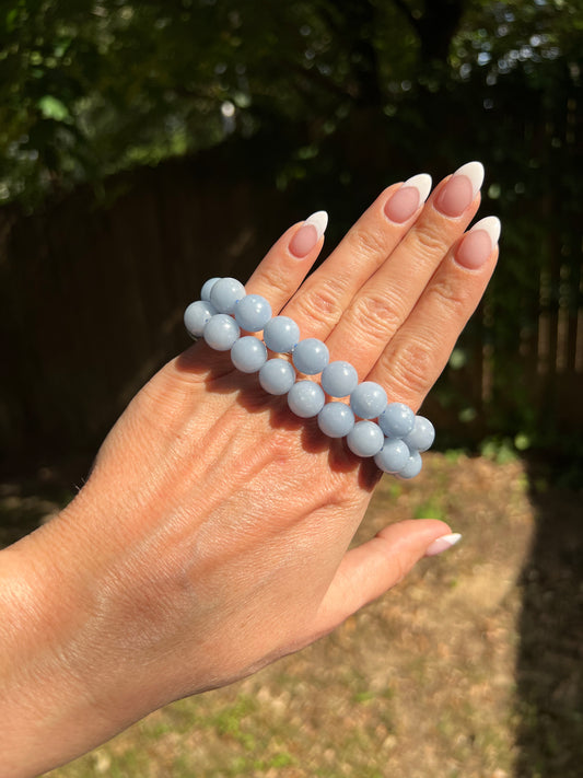 Angelite bracelet 10mm or 8mm beads