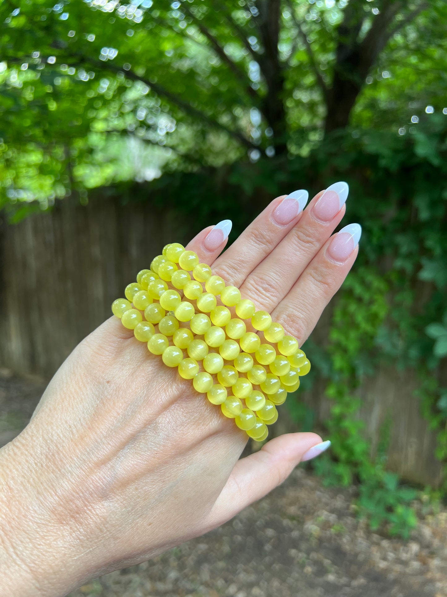 Yellow Cat Eye bracelet (man made material)