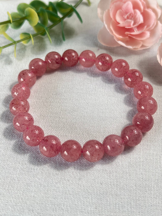 Strawberry quartz bracelet 9mm beads (elastic)