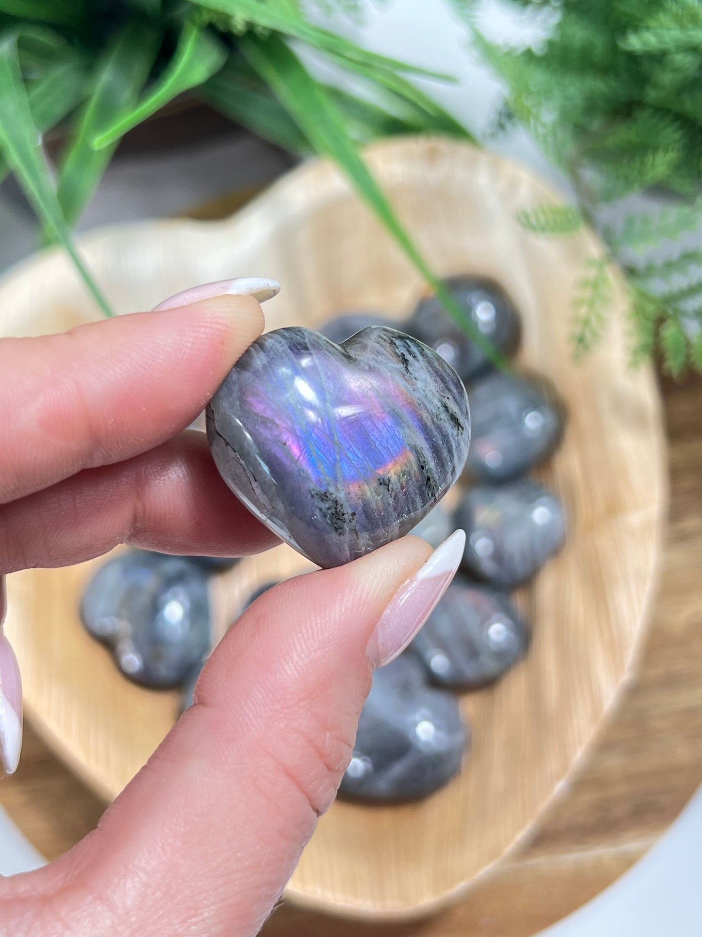 Rainbow labradorite small hearts