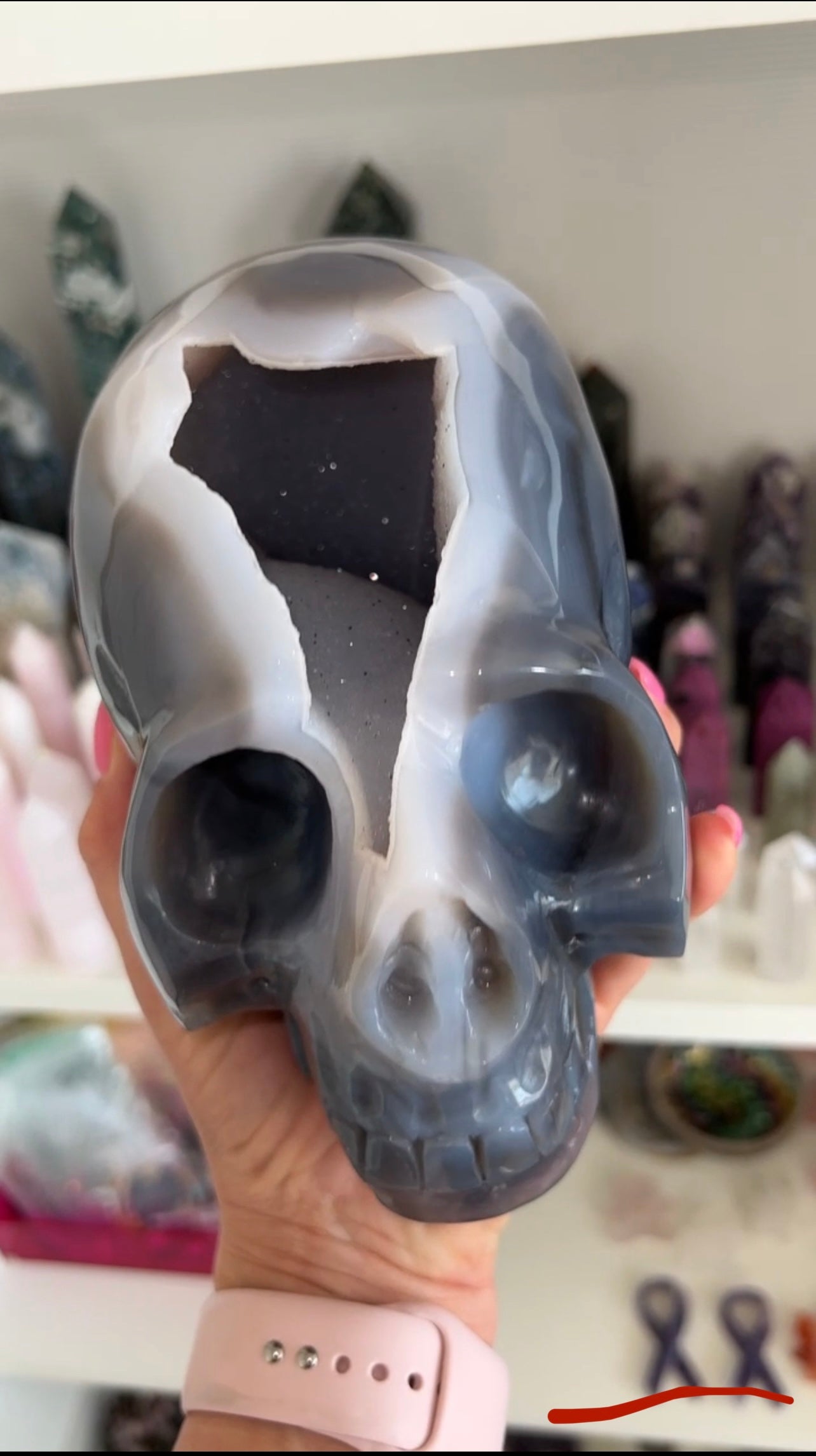 XXXL Druzy agate skull with mega sparkle