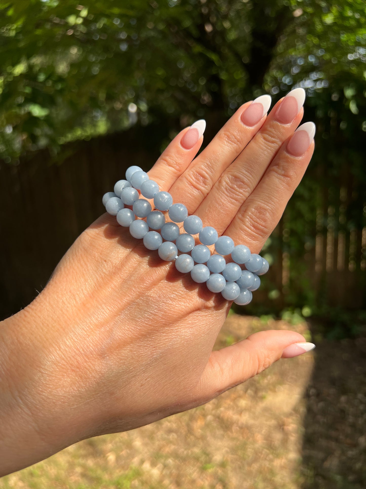 Angelite bracelet 10mm or 8mm beads