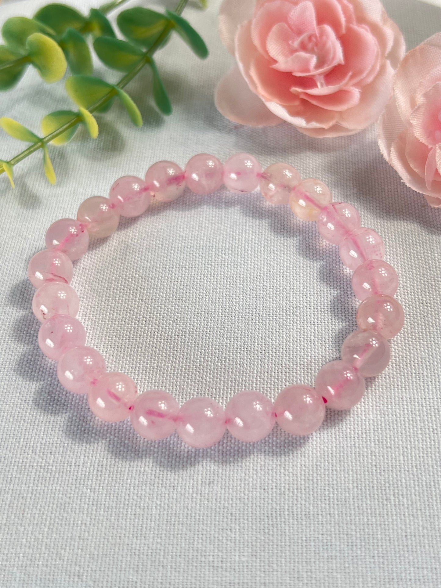 Rose Quartz bracelet 11mm/7mm beads (elastic)