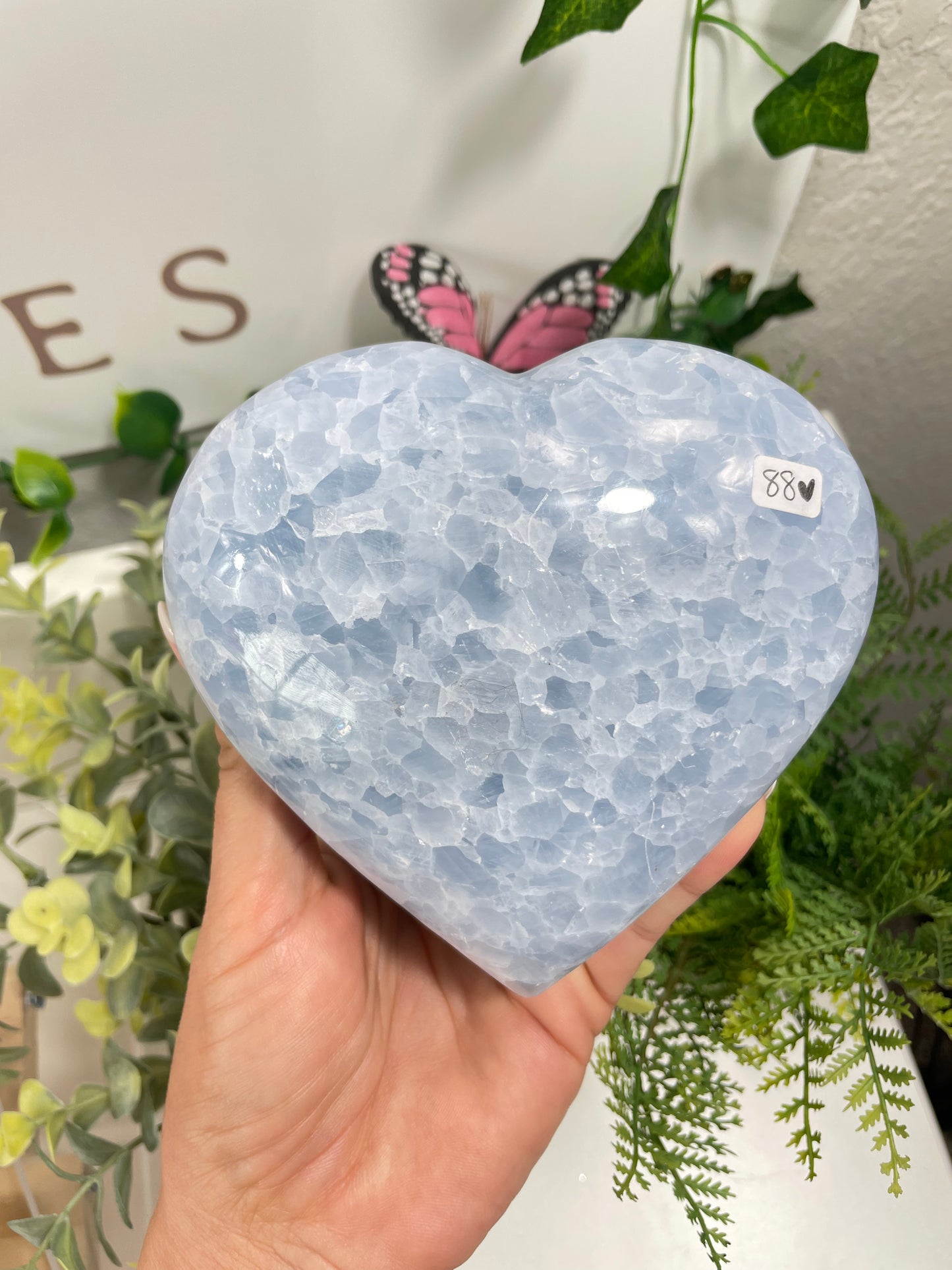 XL blue calcite heart